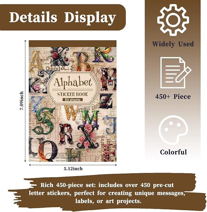 Alphabet & Number Stickers, 50 Sheets Vinyl Letters - Image 4