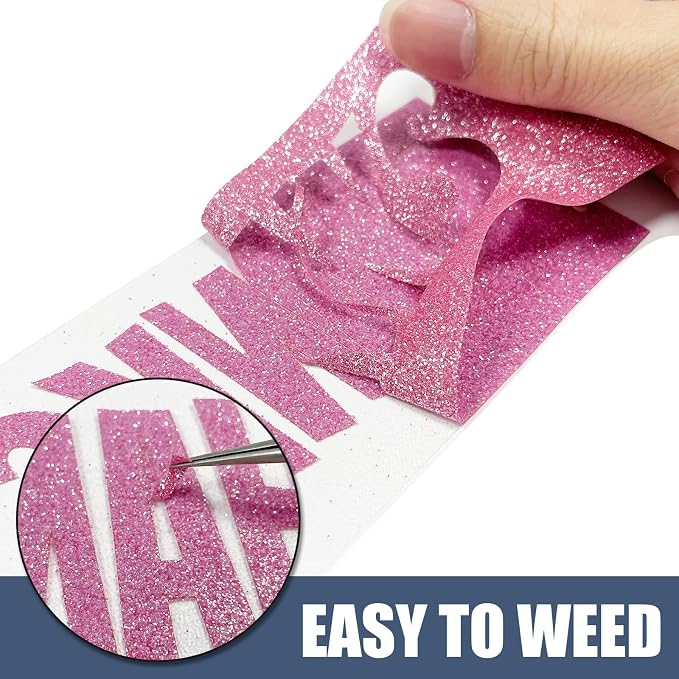 Pink Glitter Heat Transfer Vinyl 12" x 8 ft HTV - Image 5
