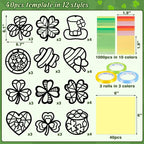 Renbuzhu 40PCS St. Patricks Day Crafts Bulk: Paper Shamrock Suncatchers - Image 5