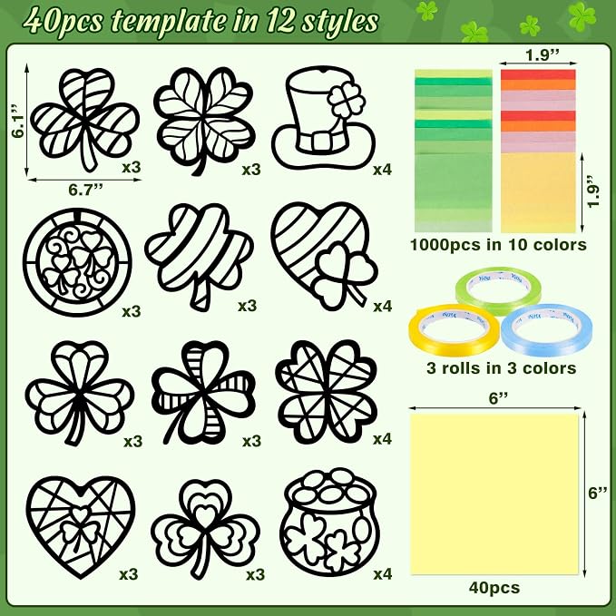Renbuzhu 40PCS St. Patricks Day Crafts Bulk: Paper Shamrock Suncatchers - Image 5