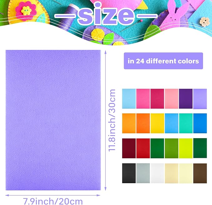 Morcheiong 24 Pcs Self Adhesive Felt Sheet Soft Felt Sheets - Image 2