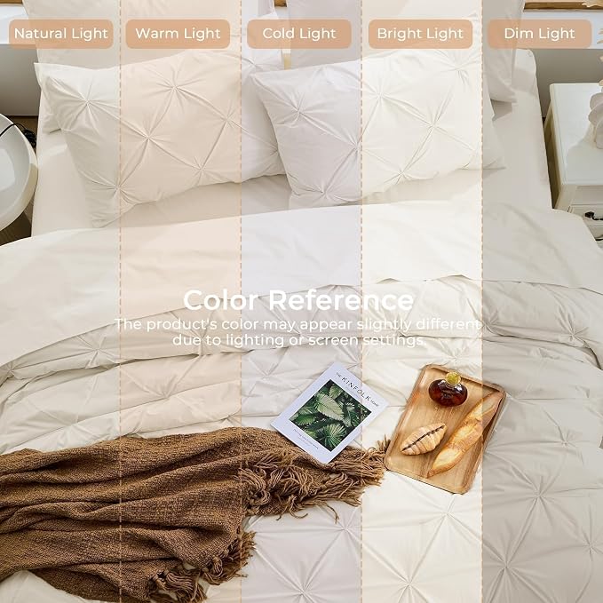Sasttie Queen Comforter Set, 7-Piece Bed in a Bag, Pintuck Bedding Sets - Image 8