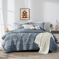 WDCOZY Boho Blue Grey Oversized California Cal King Size Quilt Bedding Sets by WDCOZY