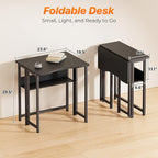 Huuger Folding Desk with Storage Shelf, 23.6 Inch Foldable Computer Table - Image 2