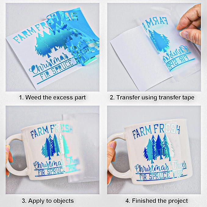 VINYL FROG Holographic Adhesive Vinyl Opal Lake Blue Craft Permanent Vinyl Roll - Image 4