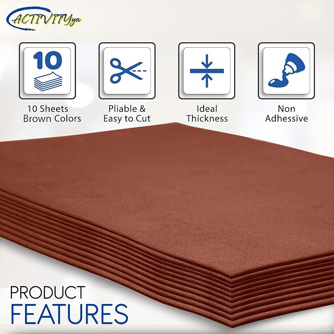 Brown EVA Foam Sheets, 9 x 12 Inch, 2mm Thick Handicraft Foam Paper - Image 3