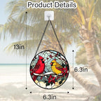 DASTOLL Stained Glass Window Hanging, Love Birds Cardinals Sun Catchers - Image 4