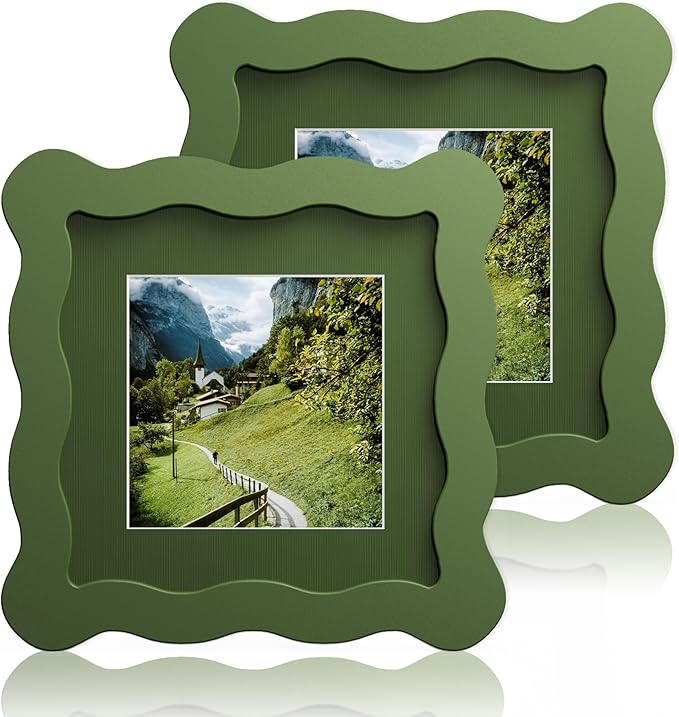 4x4 Wavy Picture Frame With Mat by Unknown