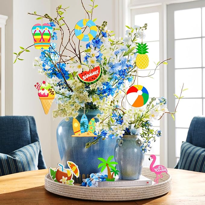 80PCS Wooden Summer Ornaments to Paint, 10 Styles DIY Blank Unfinished Wood - Image 5