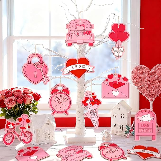 80PCS Wooden Heart Ornaments to Paint Valentine's Day Craft, 10 Styles DIY - Image 4
