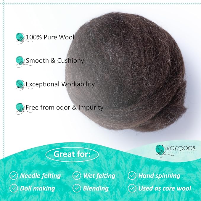 Kondoos Natural Wool roving, 2 OZ. Best Wool - Image 3