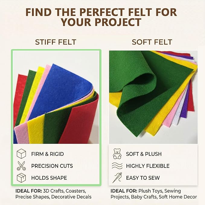 Hot Pink Felt Fabric Sheets Stiff 20 Pcs 8" X 12", 1mm Thick Assorted Color - Image 4