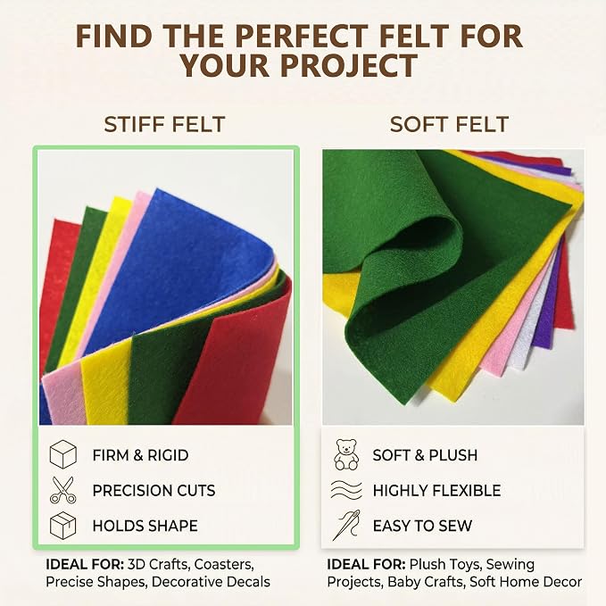 Sage Green Felt Fabric Sheets Stiff 20 Pcs 8" X 12", 1mm Thick Assorted Color - Image 4