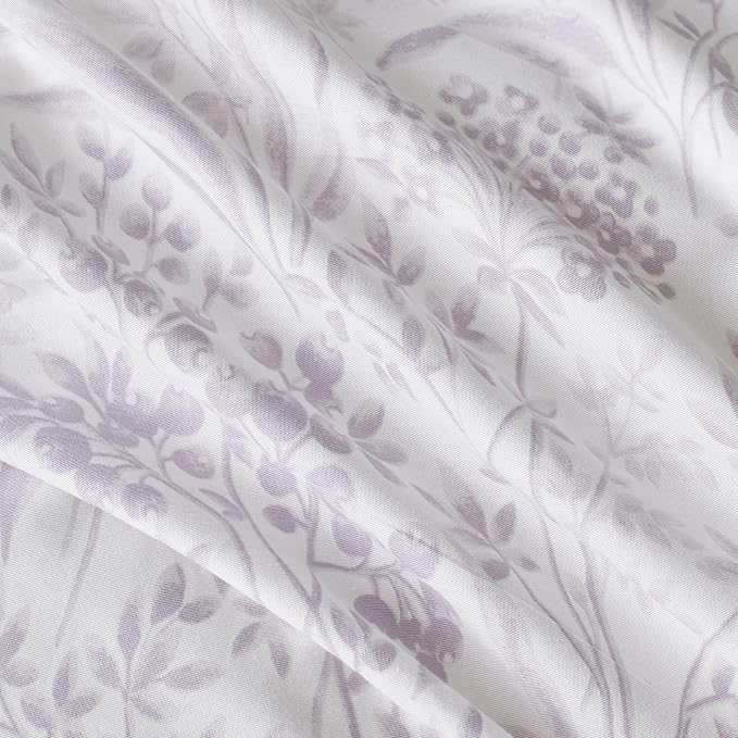 SUSYBAO Lilac Flower Duvet Cover King 100% Cotton 3 Pcs Set 1 Lilac Purple - Image 3