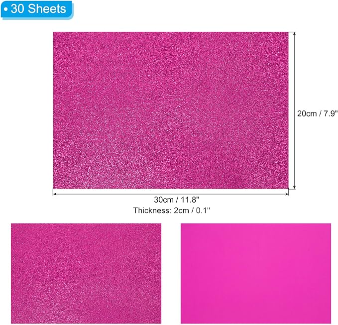 PATIKIL 30Sheets Purple Red EVA Glitter Foam Sheet 11.8 x 7.9 Inch 2mm Thick - Image 2