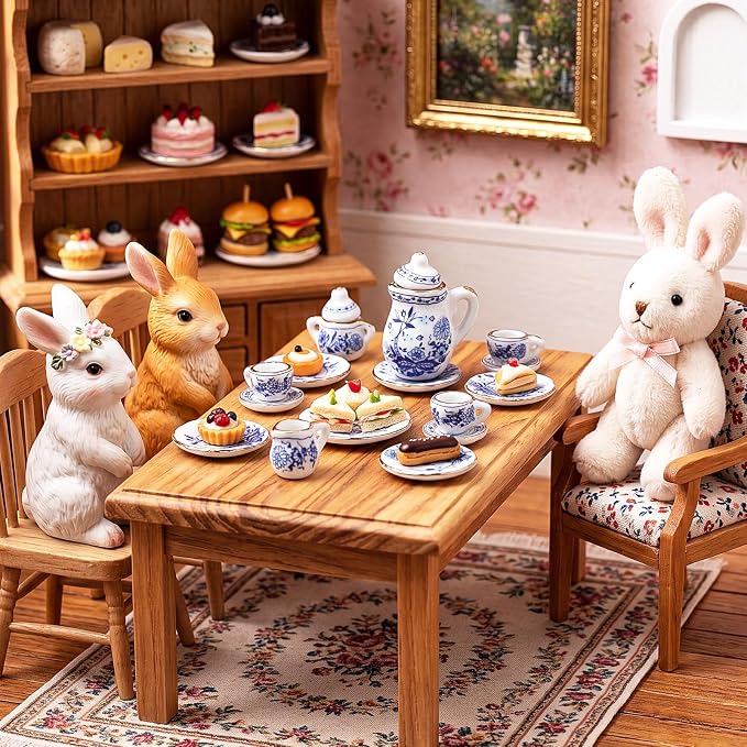 Geiserailie 2 Set 1:12 Dollhouse Miniature Porcelain Tea Cup 30 Pieces Mini - Image 5