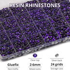 31000Pcs Purple Rhinestones for Bedazzling, Flat Back Resin Diamond Crystal - Image 3