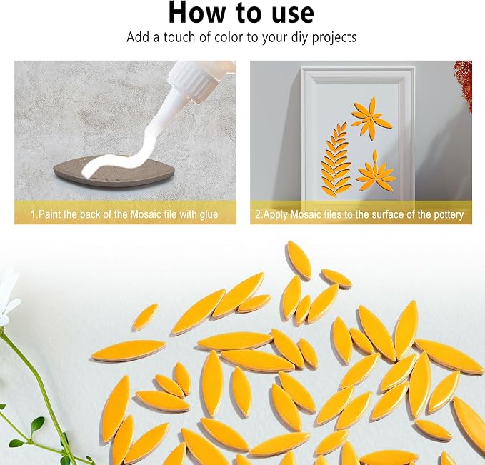 Yoption Petal Mosaic Tiles for Crafts, 200g Flower Leaf Ceramic Tiles Pieces - Image 7