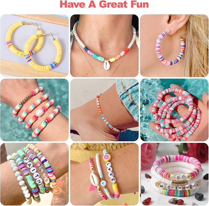 Redtwo 23000 Pcs 144 Colors Clay Beads Bracelet Making Kit | 7 Boxes Flat - Image 5