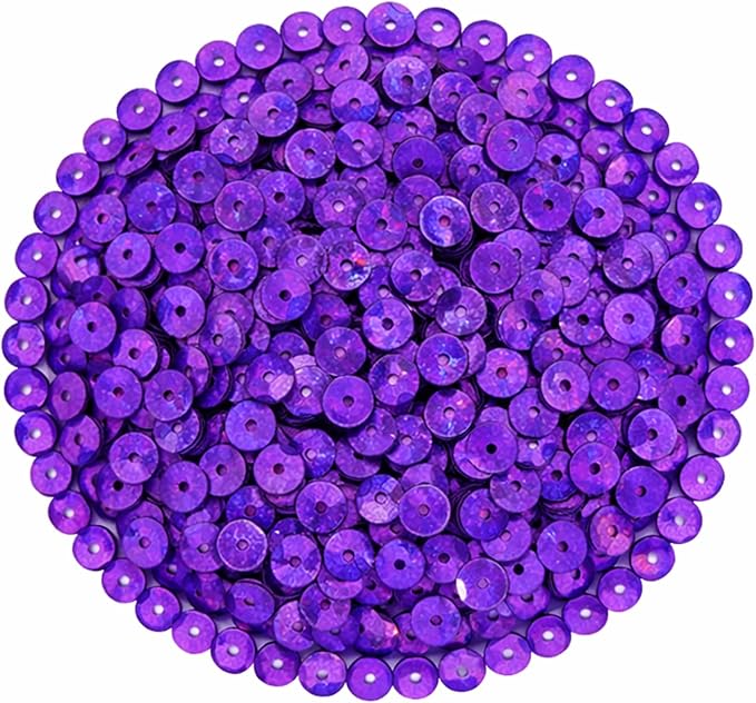 Mandala Crafts 6mm Cup Holographic Purple Sequins - Image 2