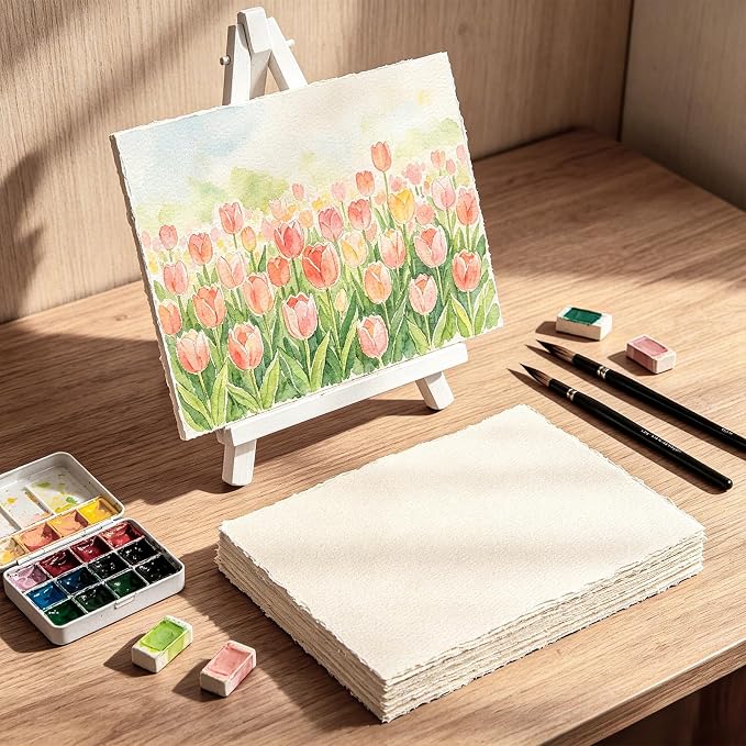 100 Sheets Watercolor Paper 7x10 inch, 300 GSM Deckled Edge Paper - Image 6