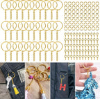 Keychain Rings Kit for Crafts Gold, PAXCOO Includes 100Pcs Split Key Ring - Image 8