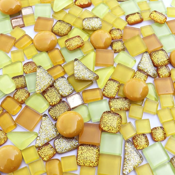 LITMIND Assorted Gold Yellow Irregular Crystal Mosaic Tiles, 9oz Value Pack - Image 4
