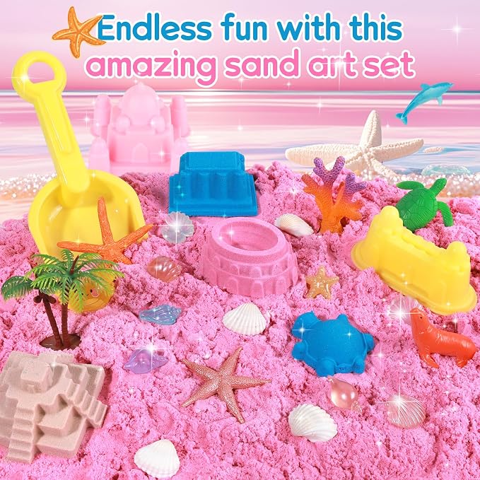 Mikiwon Ocean Sensory Bin, Sandbox Play Sand Art Kit - Image 6