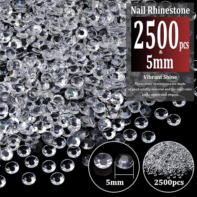 2500pcs 5mm Resin Rhinestones Bulk, Transparent Flatback Round Jelly - Image 2