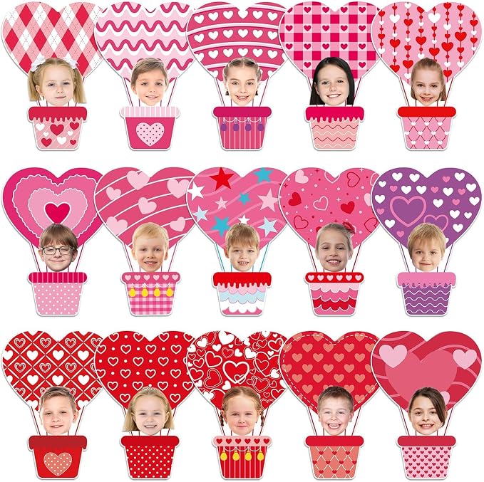 AUGSUN 60pcs Valentine's Day Bulletin Board Decorations Hot Air Balloon Cutouts by AUGSUN