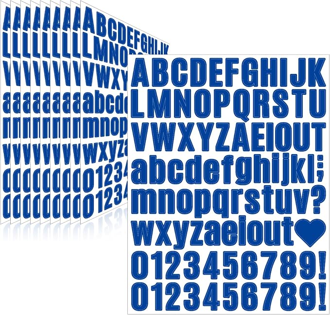 Letter Stickers, Mailbox Numbers, 1 Inch Waterproof Vinyl Alphabet | 1 Inch Blue by Llewyn