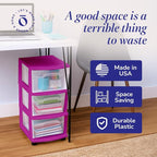 HOMZ Drawer Tower, 3-Tier Clear Plastic Storage Organizer Cart, and Classroom - Image 6
