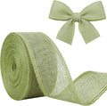 Sage Green Burlap Ribbon 1-1/2 inch X 10 Yard Green Wired Ribbon | Natural by JaoZuyard