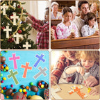 40Pcs Crosses Unfinished Wooden Gift Ornaments DIY Craft Activity Paintable - Image 4
