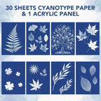 Cyanotype Kit with 30 Sheets Sun Print Paper & Acrylic Panel, 5.8 x 8.3 IN | - Image 3