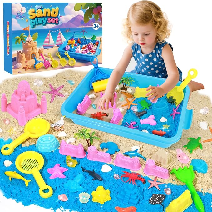 Mikiwon Ocean Sensory Bin, Sandbox Play Sand Art Kit by Mikiwon