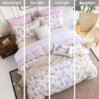 LEMIROE Pink Floral Cotton Comforter King Size 3PC - Image 6