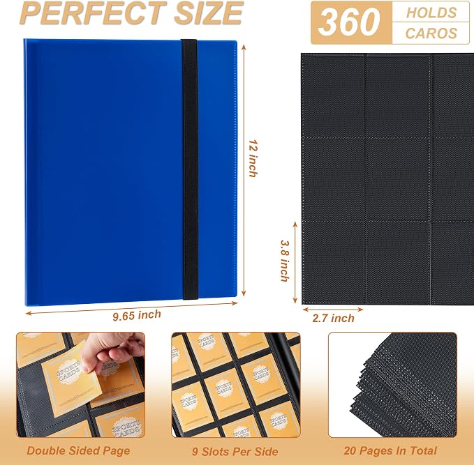 Card Binder 9 Pocket Storage 360 Card Binder, Trading Card Binder Senior and - Image 2