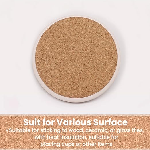 Self-Adhesive Cork Sheets for DIY Coasters, 4 Inch Round, Strong Adhesive-Backed - Image 7