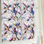 Rainbow Magnolia Stained Glass Window Privacy Film 17.5"x78.7" | Static by WBQMUNY