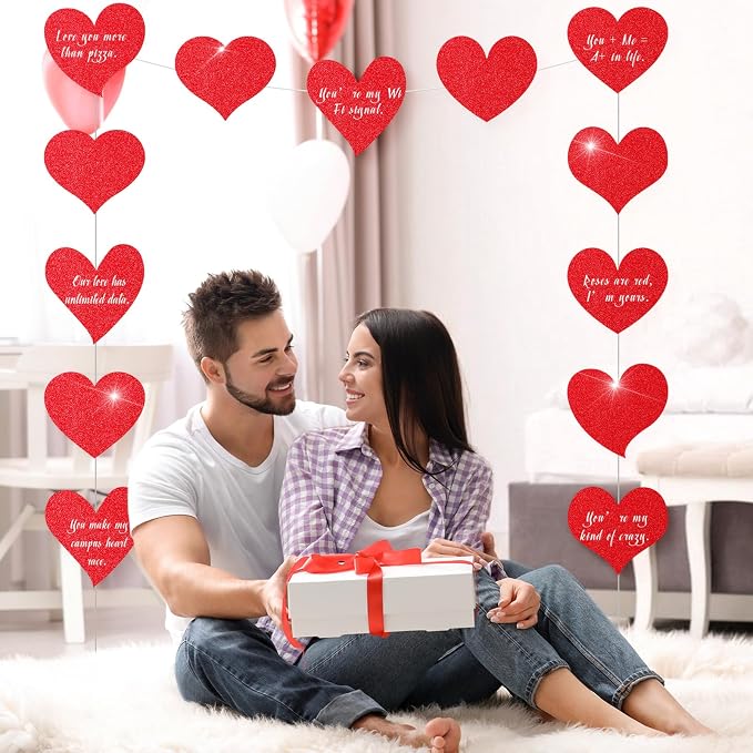 TaoBary 24 Pcs 7.08 Inch Valentine's Day Glitter Heart Cutouts Large Red Paper - Image 4