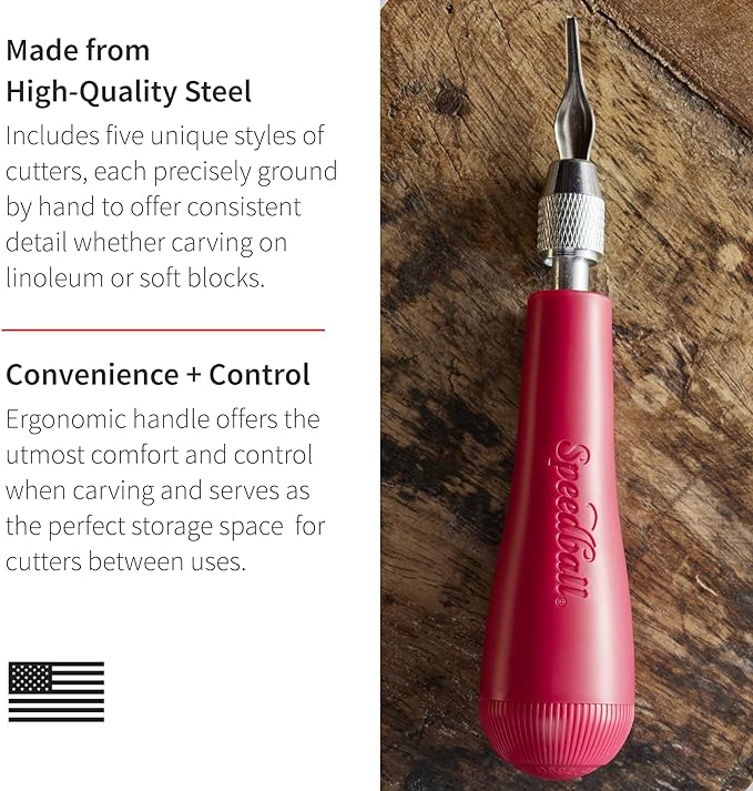 Speedball 4131 Linoleum Cutter – 5 Assorted Lino Cutters Includes Plastic - Image 2