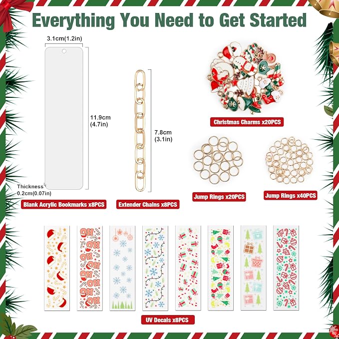 100PCS Acrylic Bookmark Blanks Thicken 6 DIY Bookmark Making 8 Christmas UV DTF - Image 2