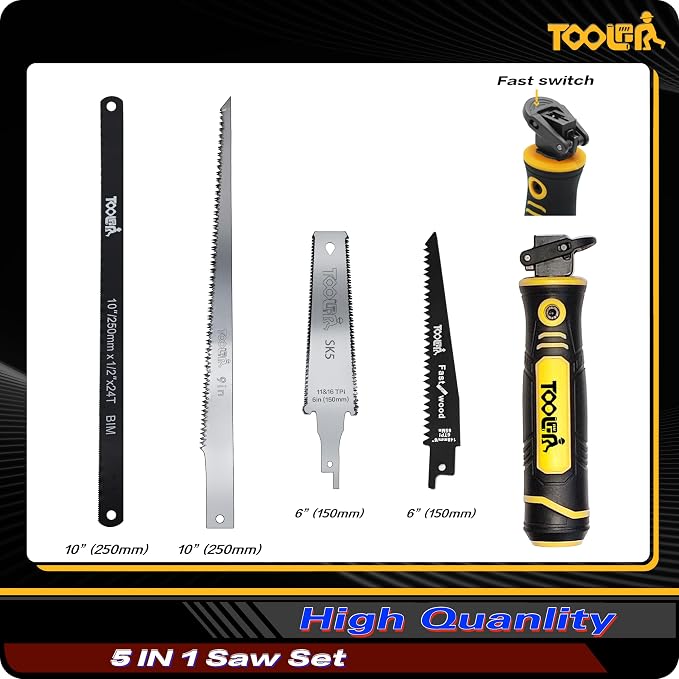 5-In-1 Multi Blades Hand Saw, 6 Inch Double Edges Japanese Pull, DrywallSaw - Image 2