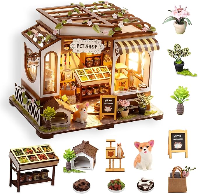 DIY Miniature House Kit- Miniature House Kit Adults Pet Shop Tiny House Kit by CASRRA