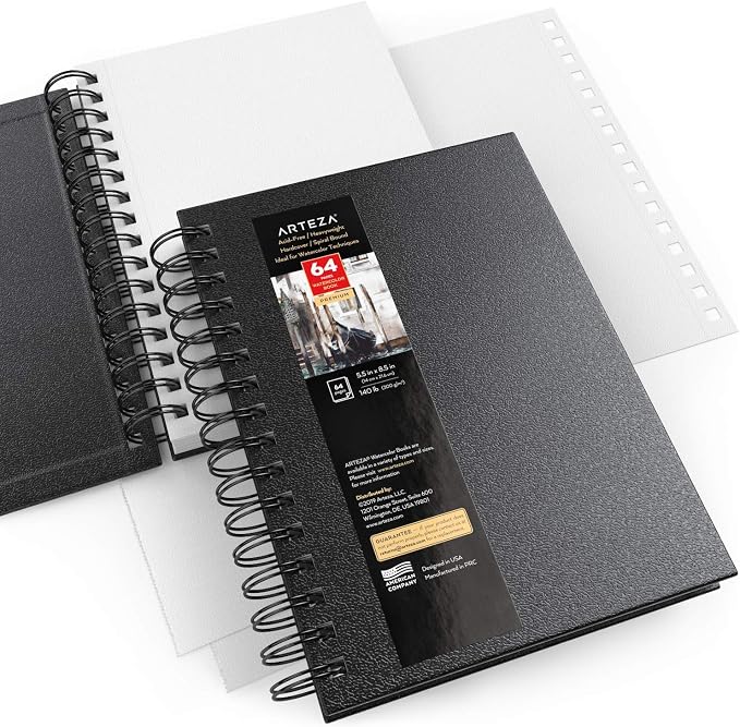 ARTEZA Watercolor Sketchbook Set, 64 Pages per Book, 5.5 x 8.5 Inches, - Image 4