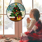 DASTOLL Stained Glass Window Hanging Green Christmas Tree Snowflake 7.8" - Image 4