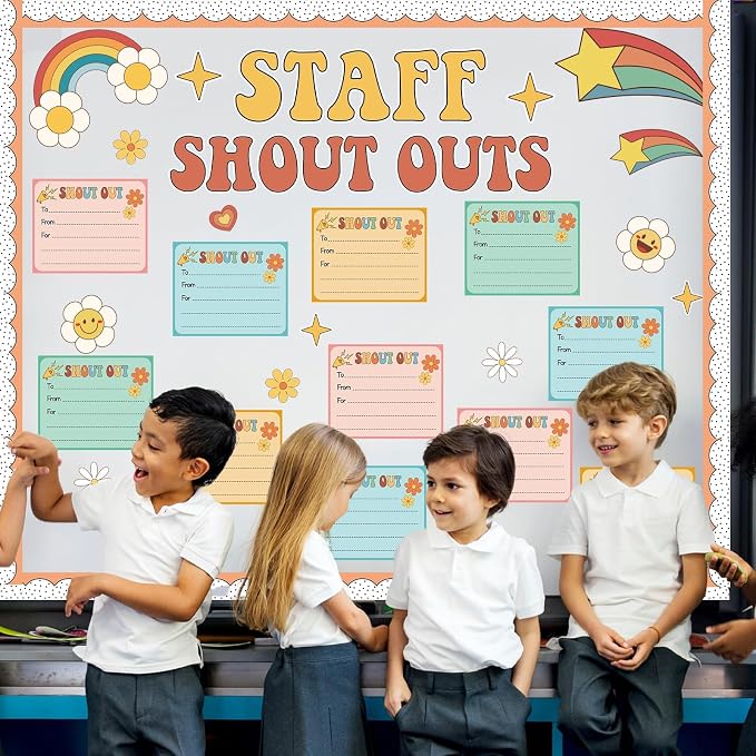 Boho Hippie Staff Shout Outs Bulletin Board Decorations Groovy Retro Staff - Image 5