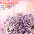 Large Hole Beads Spacer Beads Purple Assorted European Craft Big Beads Large - Image 2