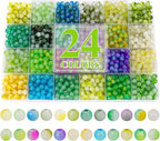 XSEINO About 1200+ pcs 6mm Glass Beads Bracelet Making Kit, 24 Assorted Green by XSEINOiscreating%EF%BC%81